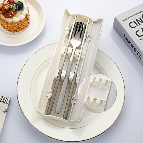 DEVICO Travel Utensils with Case, 4 Piece Portable Silverware Set for Work - Image 4