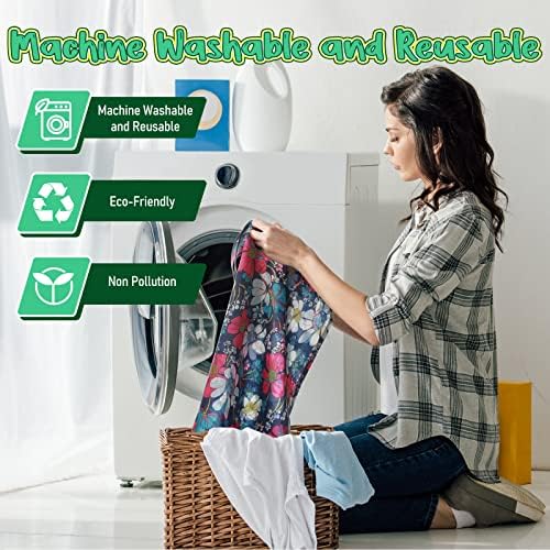 Shappy 34 Pcs Reusable Floral Grocery Bags Foldable Nylon Tote Bags Washable Shopping Bags Extra Large Cute Flower Reusable Bags with Attached Pouch for Women Grocery Shopping Supplies - Image 6