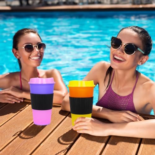 Color Changing Cups, 5 Pack 24oz Plastic Tumblers, Reusable Iced Coffee & Smoothie Cups with Lids and Straws for Parties and Travel (Hot coffee, 12 Pack) - Image 5