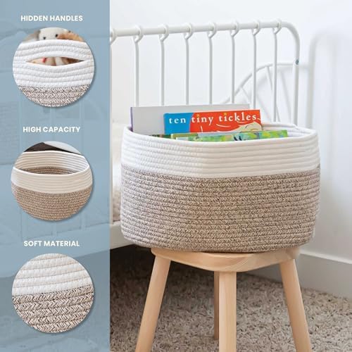 OrganiHaus Cotton Rope Baskets for Shelves, Set of 3, 15x9x10 - Image 3