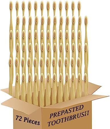 Bamboo Toothbrush Prepasted Disposable Toothbrsuh Soft Bristles Prepasted Toothbrush,Disposable Toothbrsuh (72 Pieces Beige) by Unknown