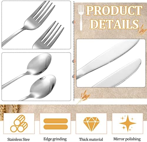 Yinkin 4 Pack Travel Silverware Set with Case for Lunch,Beige - Image 4