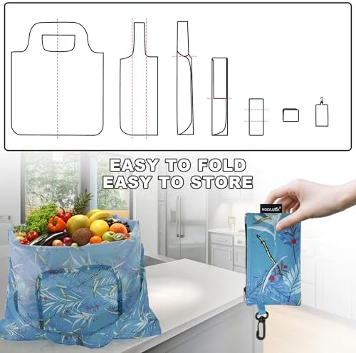 HOLYLUCK Reusable Grocery Bags,Heavy Duty Foldable Shopping Tote Bag (Standard, Tropical floral) - Image 6