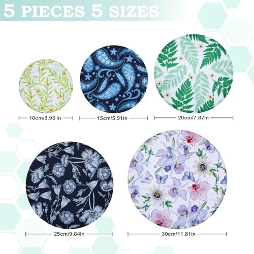 5Pcs Reusable Beeswax Elastic Bowl Covers for Bread Proofing and Food Cover - Image 2