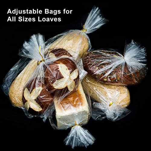 Reusable Bread Bags with Ties, Clear, 200 Bags and 200 Ties, For Homemade Bread and Bakery Loaf, Adjustable (200) - Image 3