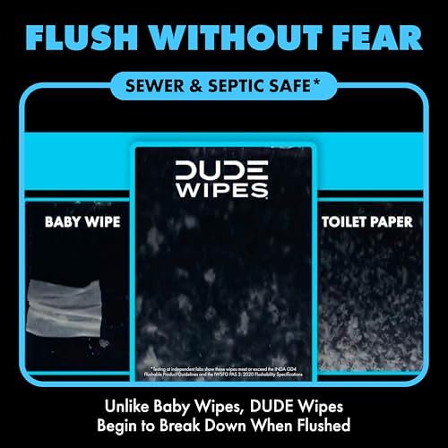 DUDE Wipes Unscented Pocket Packs, Adult Flushable Travel Wipes, 48 Count - Image 5