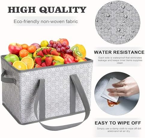 Reusable Grocery Bags 3 Pack, Foldable & Water Resistant Shopping Bags - Image 5