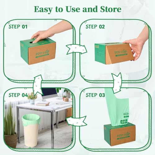 ECOLipak 13 Gallon 50 Count Compostable Kitchen Trash Bags with Handles - Image 5