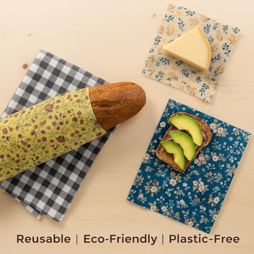 Reusable Beeswax Food Wraps 9-Pack | Organic Eco-Friendly Sustainable Plastic-Free for Sandwiches, Bread, Produce & Leftovers | Zero Waste Food Storage Variety Pack (1XL, 3M, 5S) - Image 6