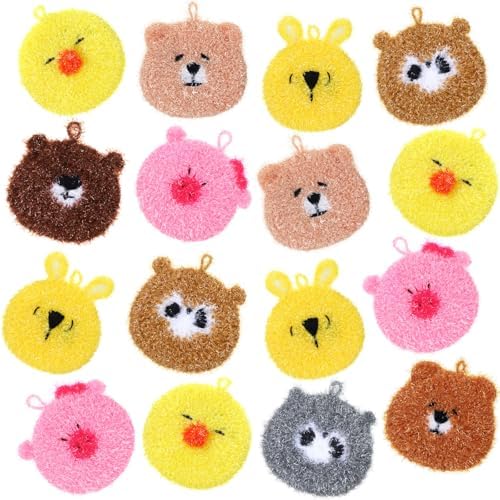 Kenning 16 Pcs Dish Scrubber Non Scratch Dish Washing Scrubbers Reusable Household Cleaning Kitchen Tools for Dishwashing Washing Dishes Cookware Tubs Sinks (Animal) by Kenning