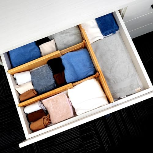Utoplike Bamboo Drawer Organizer, 4" H Dresser Drawers Dividers for Clothes - Image 4