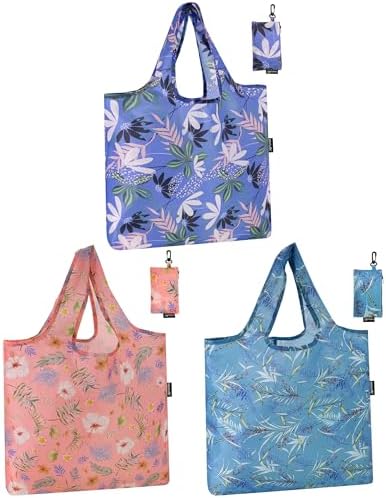 HOLYLUCK Reusable Grocery Bags,Heavy Duty Foldable Shopping Tote Bag (Standard, Tropical floral) by holyluck