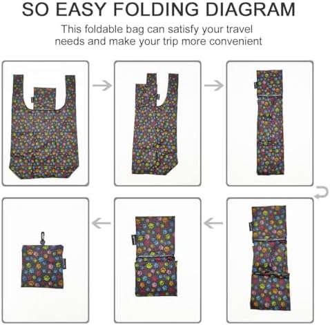 HOLYLUCK Reusable Grocery Bags,Heavy Duty Foldable Shopping Tote Bag (Extra Large, 3 Large Dog Paw Prints) - Image 6