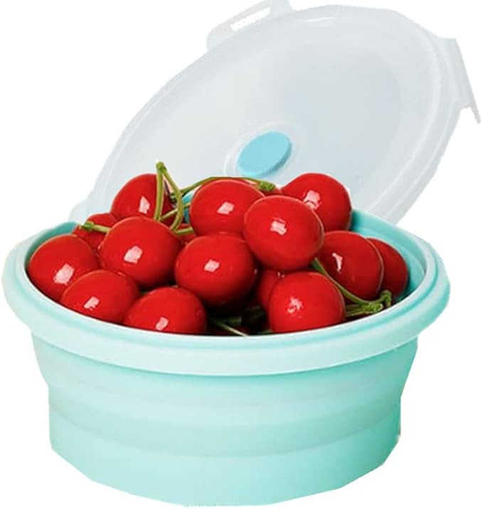 3Pack Collapsible Silicone Food Storage Containers with Lid 27OZ Foldable Lunch Bowl for Microwave Freezer Dishwasher Safe 800ml