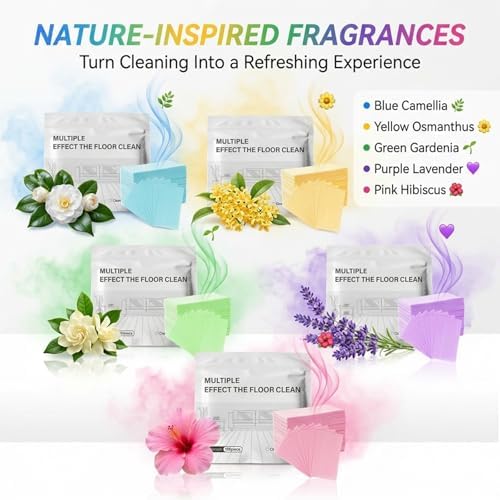 Multi-Surface Floor Cleaning Tablets, Multiple Floor Cleaner 100 Piece Multi Effect Clean Quick Shine Cleaner Sheets, Dissolvable Efficient Care Agents for Mopping Hardwood(Purple -100pcs) - Image 5