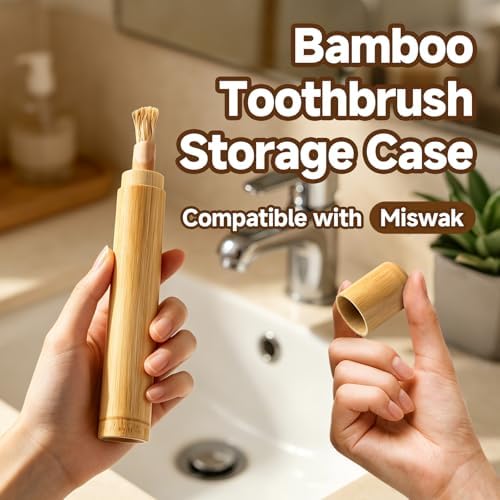 Toothbrush Holder Compatible with Miswak,2Packs Bamboo - Image 4