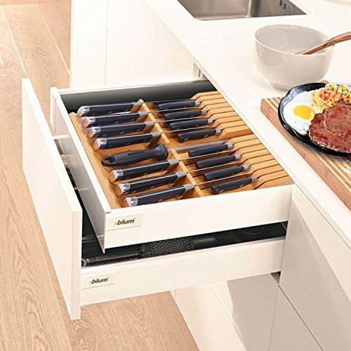 Utoplike In-drawer Knife Block Bamboo Kitchen Knives Drawer Organizer Large - Image 6
