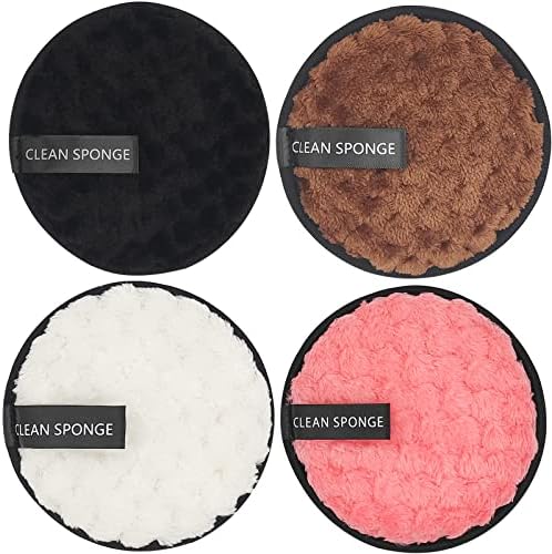 Reusable Soft Makeup Remover Pads for All Skin - 4 pack Microfiber Face Rounds Wipes Heavy Mascara Eye Shadow Facial Cleansing Puffs Foundation, Washable Removal Cloth, Chemical Free by Unknown