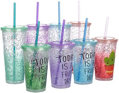 Dakoufish BPA-Free 12 Piece 10 Inch Reusable Clear Plastic Glitter Sparkle Drinking Straw Plus one Cleaning Brush (6color,10inch) - Image 2