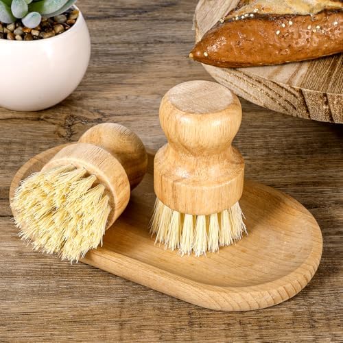12 Pcs Bamboo Dish Scrub Brushes Kitchen Dishwashing Cleaning Brush Wooden Scrubbers Set Sisal Bristles Cleaner Scrubber for Washing Cast Iron Pan Pot Sink Spatula - Image 6