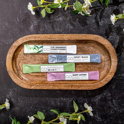 GO Essentials - Men and Women Travel Kit that contains Travel Size Shampoo and Conditioner Set, Mouthwash, Body Wash, and Travel Size Body Lotion Bulk Travel Size Toiletries, Guest and Hotel Supplies - Image 3