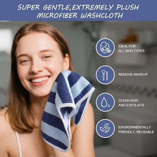 Microfiber Facial Cloths Fast Drying Washcloth 12x12inch Stripes 6 pack - Image 4