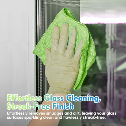 HOMEXCEL Green Microfiber Cleaning Cloth 20 Pack 11.5 x 11.5 Inch Microfiber Towels for Cars Ultra Absorbent Cleaning Rags Lint Free Cleaning Towels for Household Kitchen, Window Car - Image 3