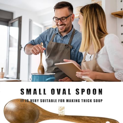 HSM Wooden Spoons for Cooking, 10-Piece Acacia Wood Kitchen Utensil Set - Image 3