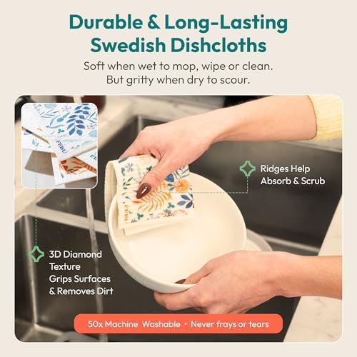 FEBU Swedish Dishcloths for Kitchen, 5 Pack, Sunset - Image 4