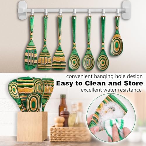 HOWHONG Wooden Spoons for Cooking, 7-Piece Pakkawood Wooden Utensil Set - Image 6