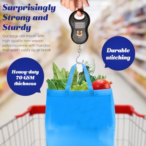 Reginary 100 PCS Non Woven Tote Bags Bulk,Blue & Gray - Image 6