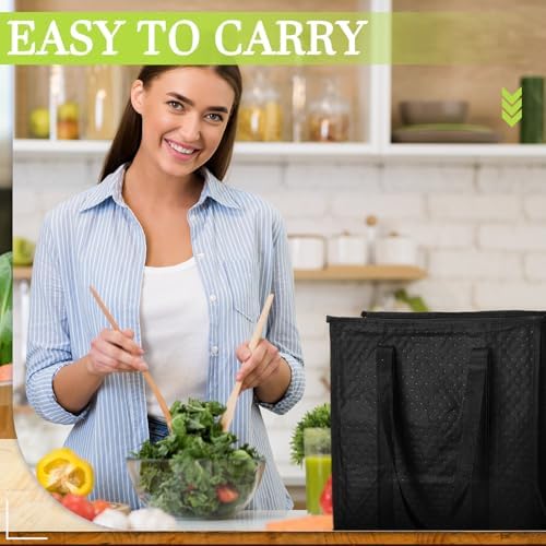 10 Pack 10 Pack Large Insulated Grocery Bag Zippered, Black - Image 5