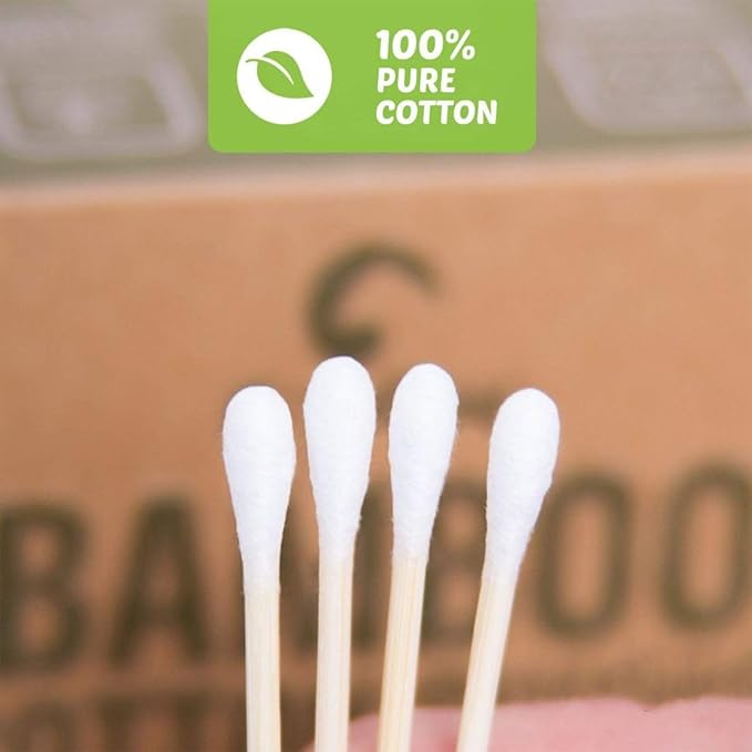 Bamboo Cotton Swabs 1000 Count | Compostable & Pure Cotton Buds | Double Tipped Sticks | Plant-Sourced Materials | Perfect for Makeup & Nail Applications, Arts & Crafts, Removing Dust & Dirt…