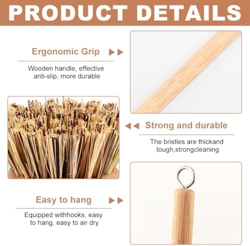 Wooden Dish Brush with 3 Replaceable Natural Bristle Heads - Image 4