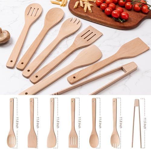 Eisinly 7-Piece Wooden Cooking Spoons, Sturdy Beech Utensil Set - Image 2