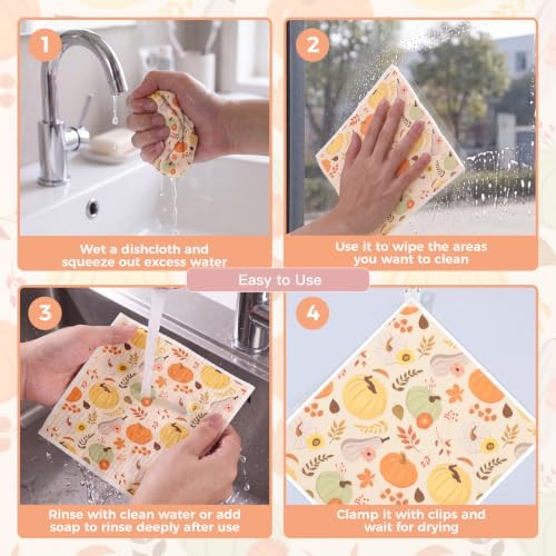 6 Pack Fall Swedish Dishcloths for Kitchen,Autumn Dish Towel with Clip - Image 5