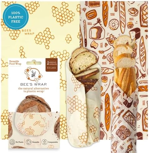 Bee's Wrap Beeswax Bread Wraps, 2 Pack - Bakery Lane & Honeycomb by BeesWrap