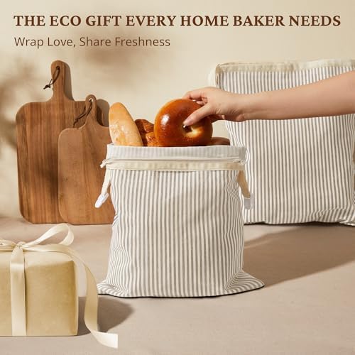 BRONYPRO Beeswax Bread Bags for Homemade Bread Sourdough, 2 Pack Reusable Sourdough Bread Bags with Zipper, Organic Beeswax & Linen Bread Storage, Eco-friendly & Long-latsing,Large 17x12.6in,Beige - Image 6