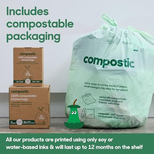 Compostic Compostable 13 Gallon Trash Bags, 100 Ct, Extra Strong - Image 6