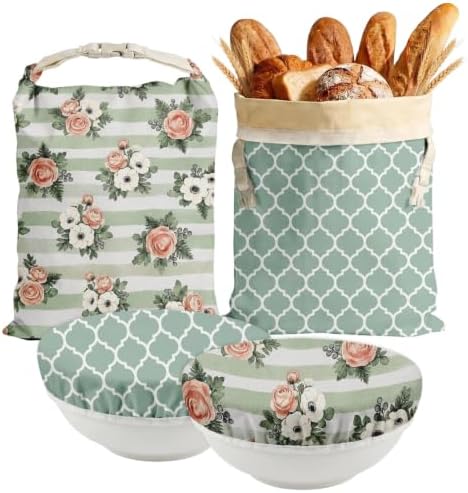 Britimes Reusable Bread Bags Set, Beeswax, XL, Zero Waste, Floral Clover by Britimes