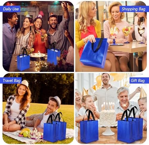 Eccliy 80 Pcs Reusable Gift Bags, Medium, Blue - Image 6