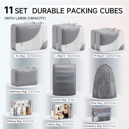 OlarHike 11 Set Packing Cubes for Travel,Gifts for Women Mom,Anti-Tearing Suitcase Organizer,with Over 1000 pcs Mesh Holes,Vacation Essentials & Accessories for Cruise Ship - Image 2