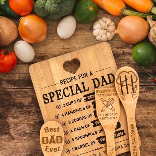 Fathers Day for Dad Gifts - "Recipe for a Special Dad" Cutting Board Birthday Dad Gifts, Bamboo-Made Engraved Light-Duty Use Chopping Board or Kitchen Decor, Suitable for Serving Tray Entertaining. - Image 7