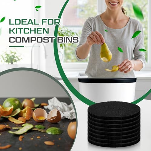 Pangda 8 Pack Oval-Shaped Charcoal Filters for Compost Bucket Countertop Bin Pails in Indoor, Activated Charcoal Filter Dimensions Approx 6-1/2 x 5 Inches 3/8 Inch Thick - Image 6