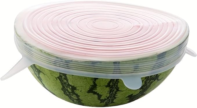 6pcs Reusable Silicone Stretch Lids, Six-piece Set Of Silicone Fresh-keeping Covers, Stretching Bowl Covers,Dust-proof Refrigerator Microwave Oven Sealing for Various Food Containers (blue)