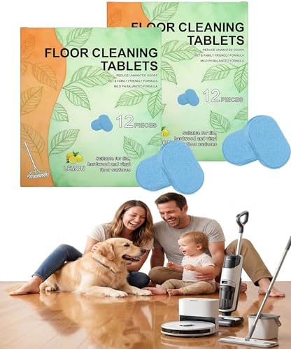Floor Cleaning Tablets: 1 Tab = 2l Pre-Measured Solution, Streak-Free & Non-sticky for Barefoot Clean, Protects & Shines All Floors, Zero-Plastic & Space-Saving, For Mops & Robot Vacuums (2set) by Unknown