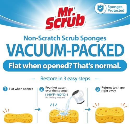 Sponges Kitchen Dish Sponge for Washing Dishes Cleaning Kitchen, All-Purpose, 6 Pack, Non Scratch, Rough Scrubbers Side for Non-Stick Cookware, Soft Microfiber Scrub Side for Dishes, Mr. Scrub - Image 6