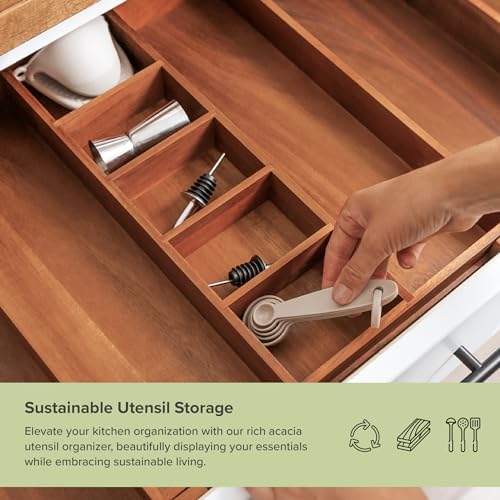 KitchenEdge Utensil & Junk Drawer Organizer, 16-28 in, Acacia - Image 5