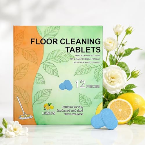 12PCS Floor Cleaning Tablets - Multi-Surface Hard Floor Cleaner for Tile Vinyl Laminate & Stone,Multi-Effect Floor Clean Tablets for Mopping,Compatible with Robot Mops & Wet Dry Vacuums, Pet Friendly by Unknown