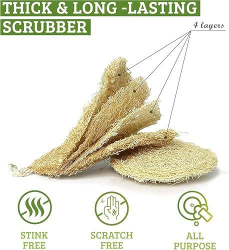 Natural Loofah Dish Sponge 10PCS Dishwashing Scouring Pad Kitchen - Image 3